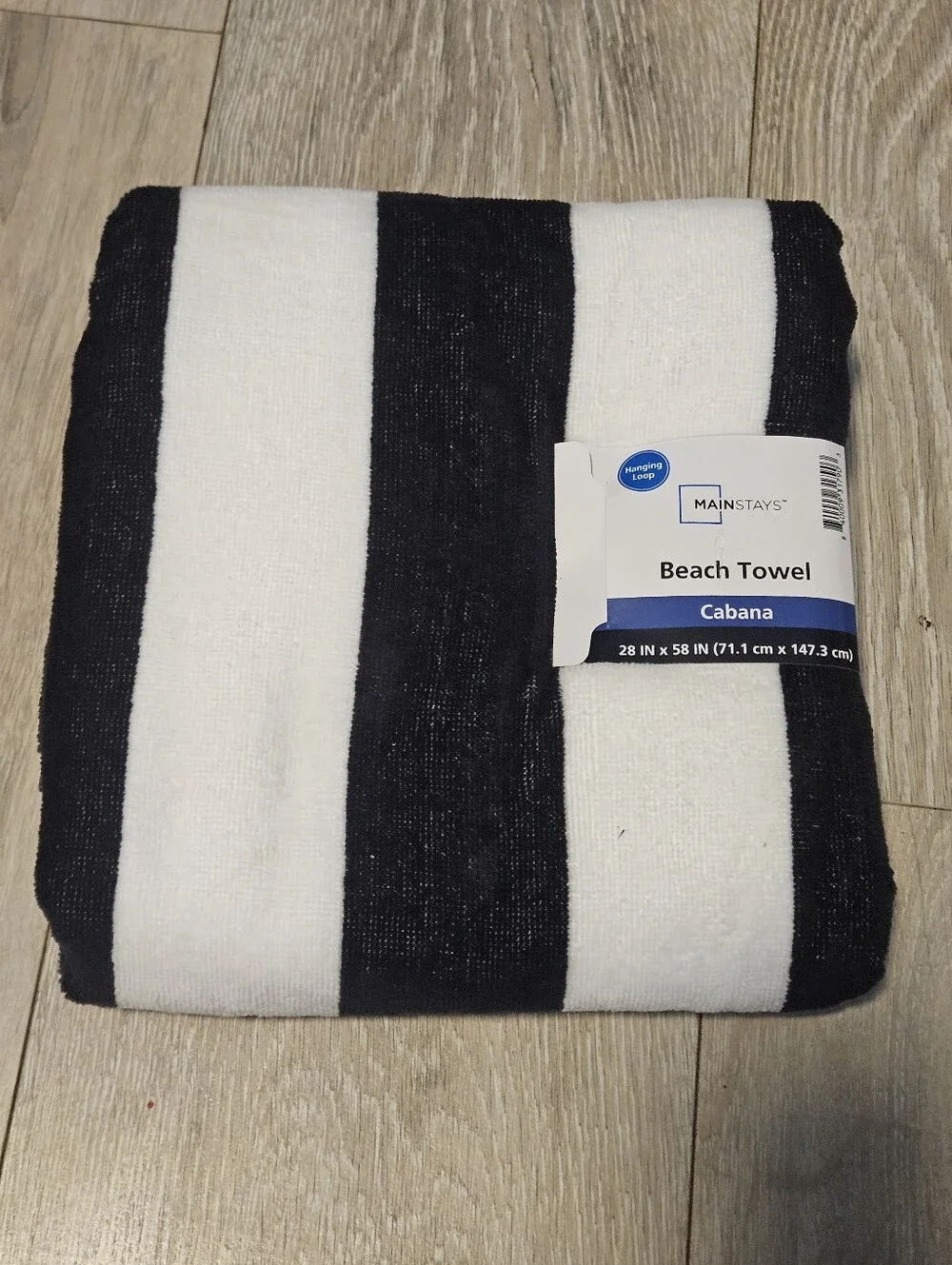 Lot of 4 NEW Mainstays Cabana Beach Towels 28x58 Black White Stripe Cotton Blend